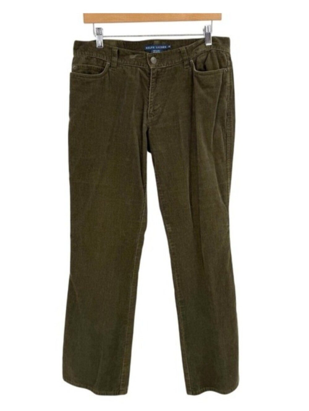 Ralph Lauren Womens Size 10 Corduroy Pants Straight Leg Mid Rise Olive‎ Green